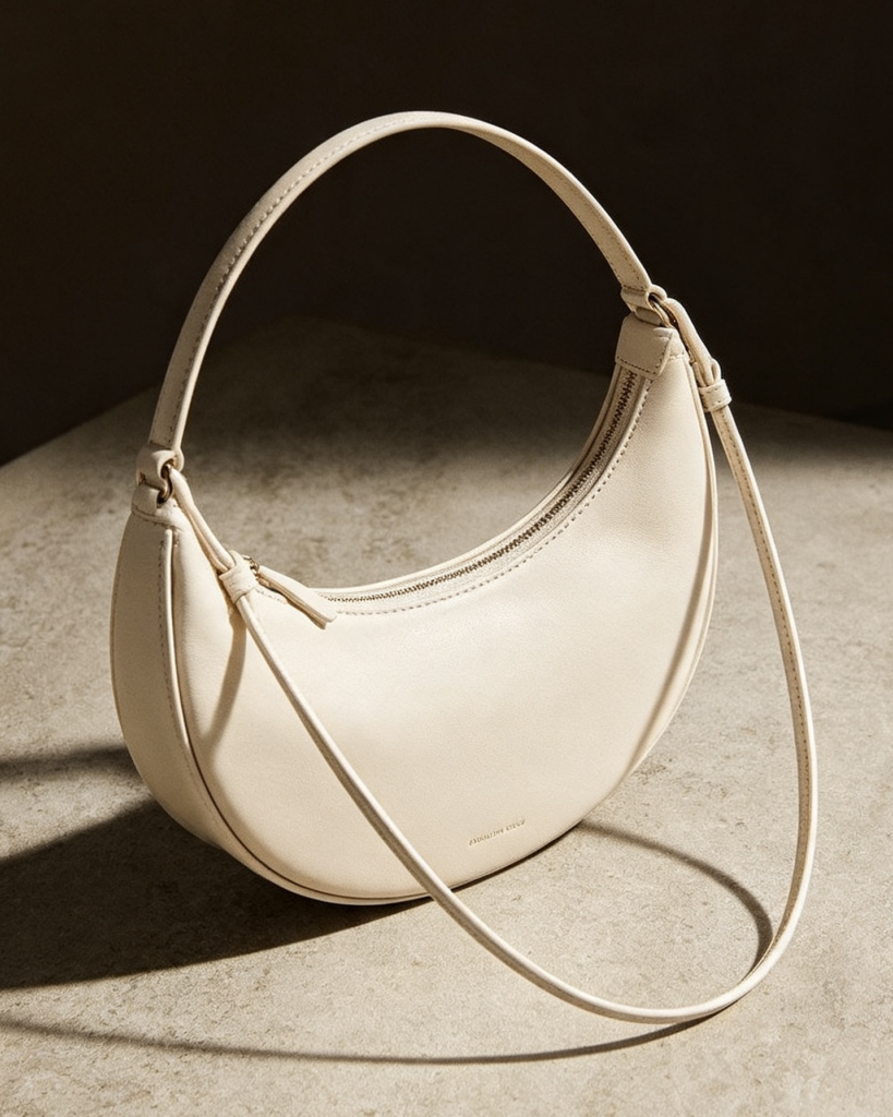 Cream Minimalist Crescent Bag
