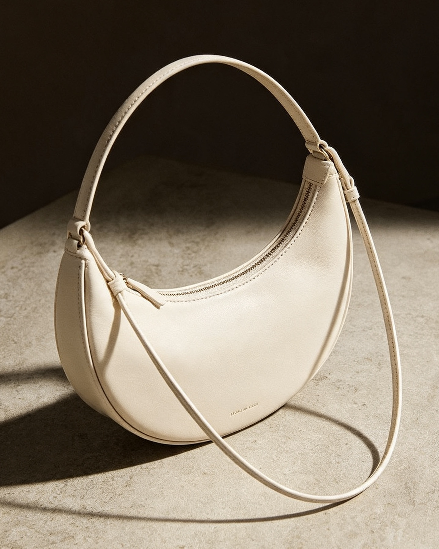 Cream Minimalist Crescent Bag