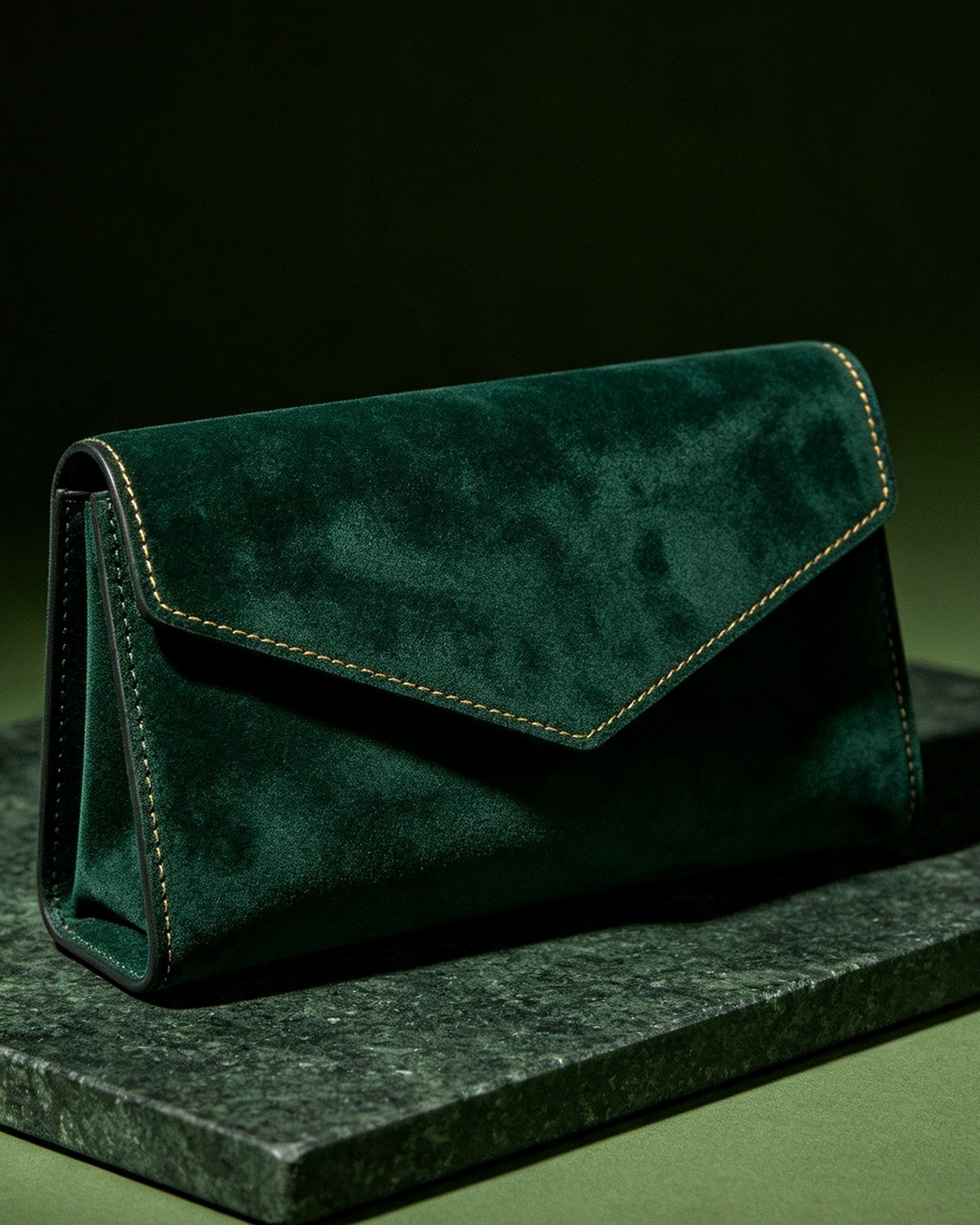 Emerald Suede Envelope Clutch