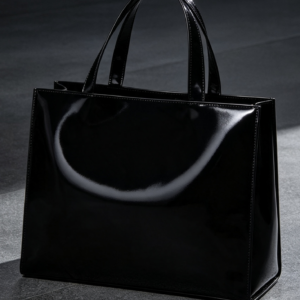 Noir Glossy Structured Tote