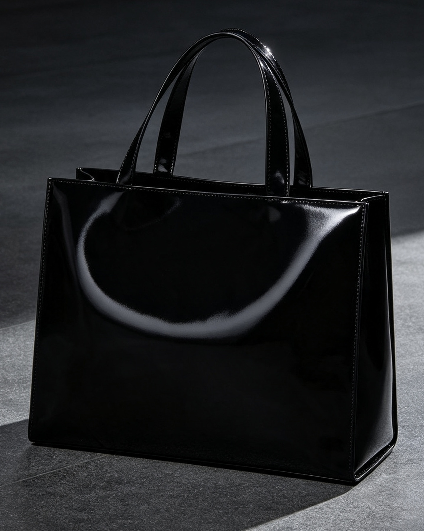 Noir Glossy Structured Tote
