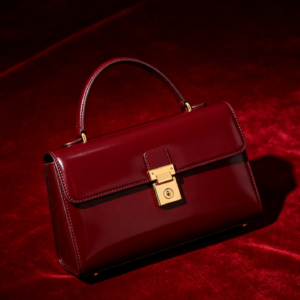 Oxblood Structured Lock Handbag