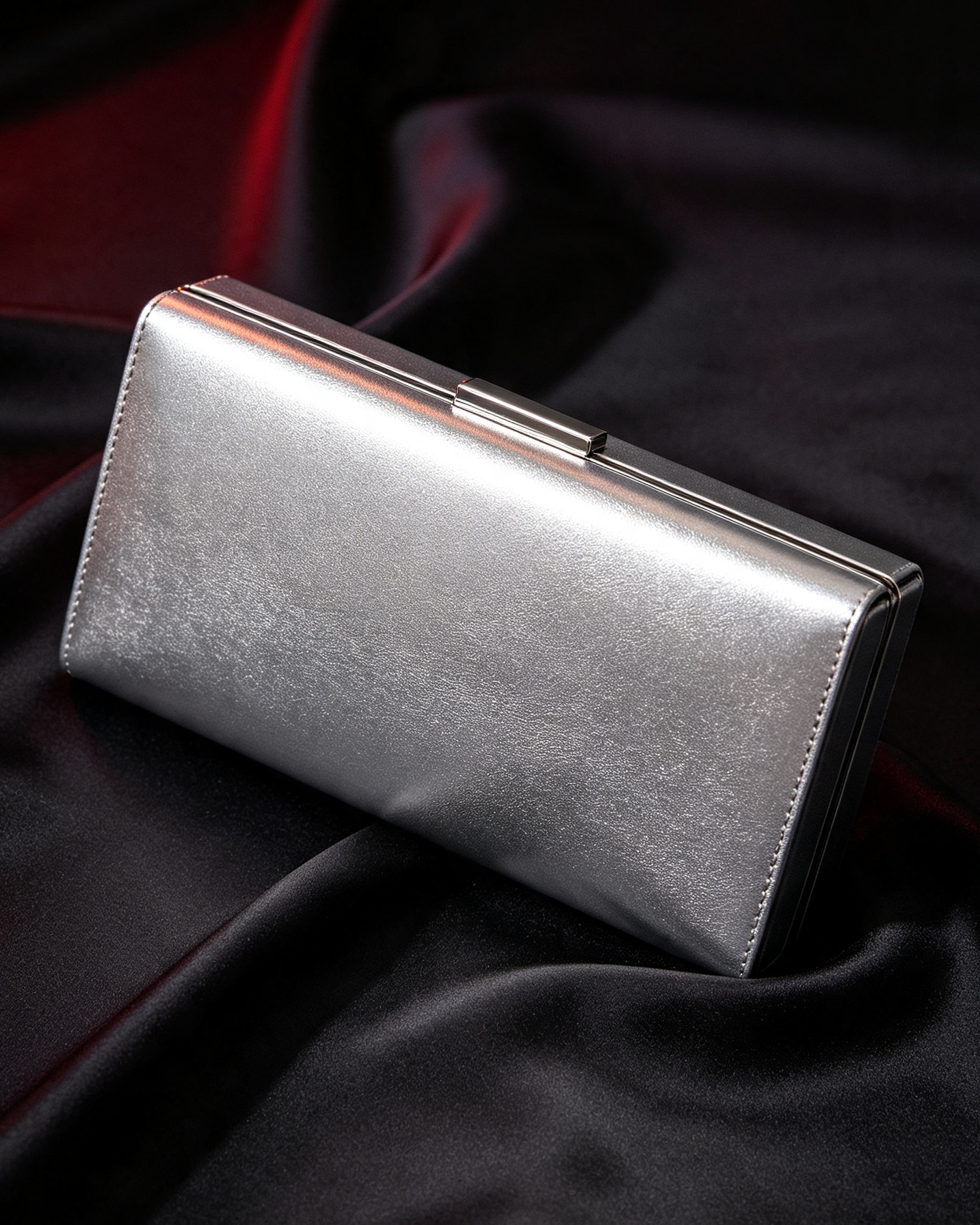 Silver Metallic Evening Clutch