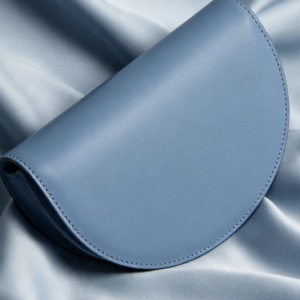 Sky Blue Suede Flap Saddle Bag